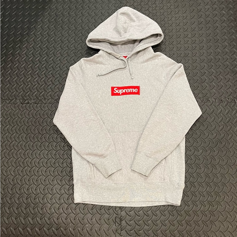 Supreme Heather Grey Box Logo Hoodie